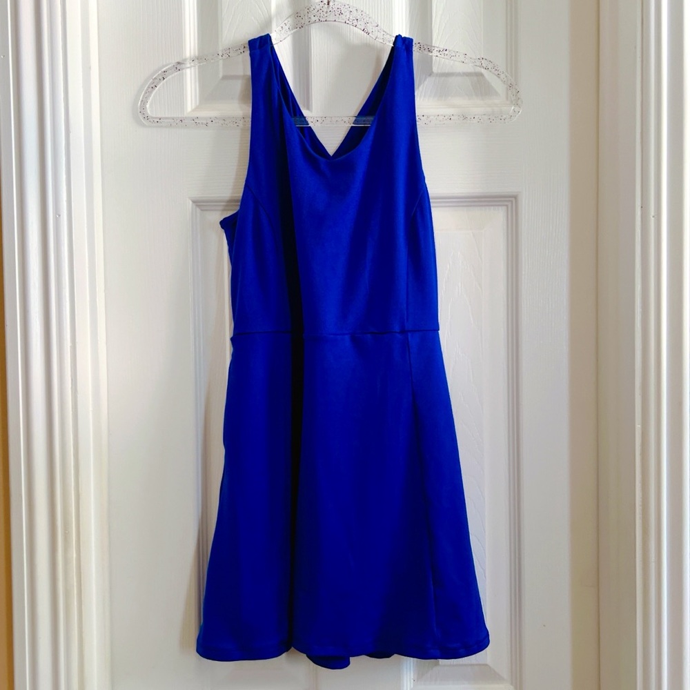 All in Motion girls L dress skort 10 12 blue indigo shorts pockets cross back